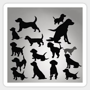 Puppies Shadow Silhouette Anime Style Collection No. 85 Sticker